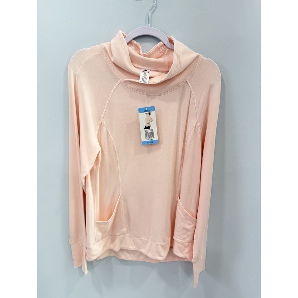 NEW Yogalicious Ballerina Pink Cowl Neck Pullover Sweatshirt L Cozy Oversized